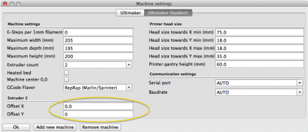 Cura - Machine settings