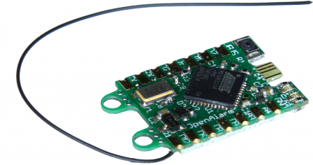 Vue de côté d'un OpenAlarm Node